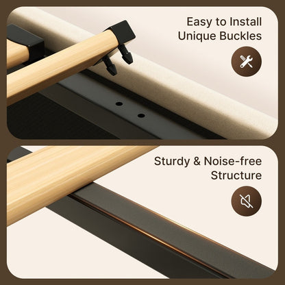 Cadre de lit coffre relevable, cadre de lit plateforme rembourré avec système de rangement hydraulique et tête de lit