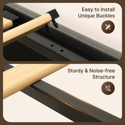 Cadre de lit coffre relevable, cadre de lit plateforme rembourré avec système de rangement hydraulique et tête de lit