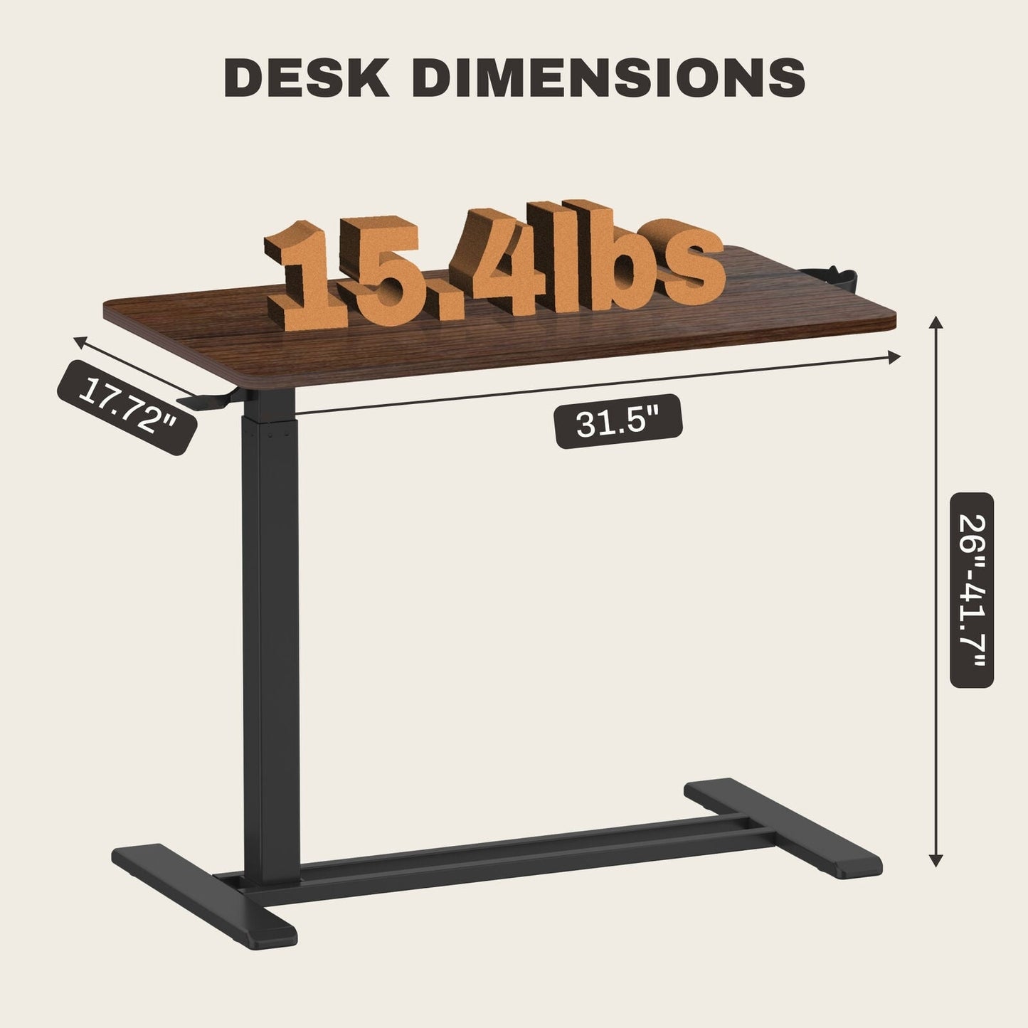Table d'ordinateur portable mobile FunniHomi 28/32, réglable en hauteur, avec roulettes, blanc/noir, pour lit et canapé