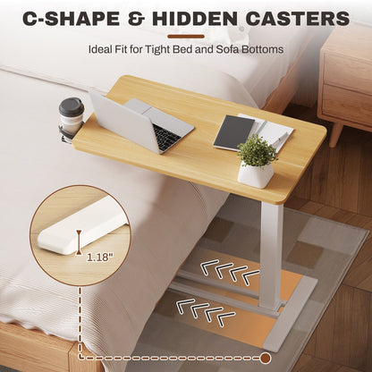Table d'ordinateur portable mobile FunniHomi 28/32, réglable en hauteur, avec roulettes, blanc/noir, pour lit et canapé