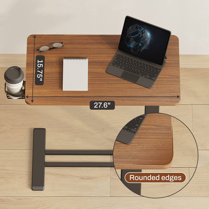 Table d'ordinateur portable mobile FunniHomi 28/32, réglable en hauteur, avec roulettes, blanc/noir, pour lit et canapé