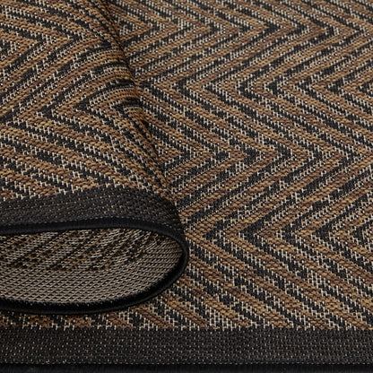 Tapis d'intérieur/extérieur Madison Park Hurley naturel/noir texturé à chevrons