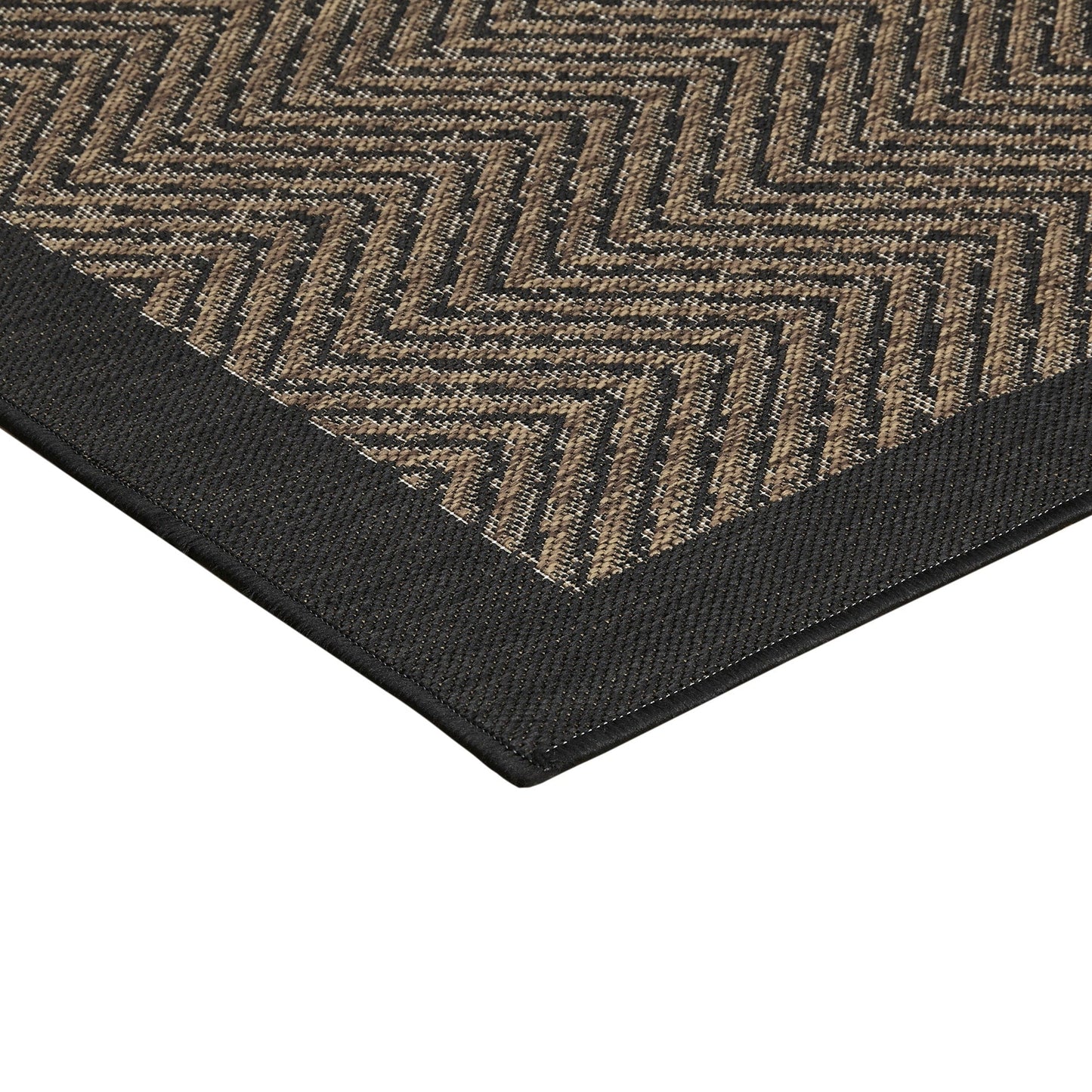 Tapis d'intérieur/extérieur Madison Park Hurley naturel/noir texturé à chevrons