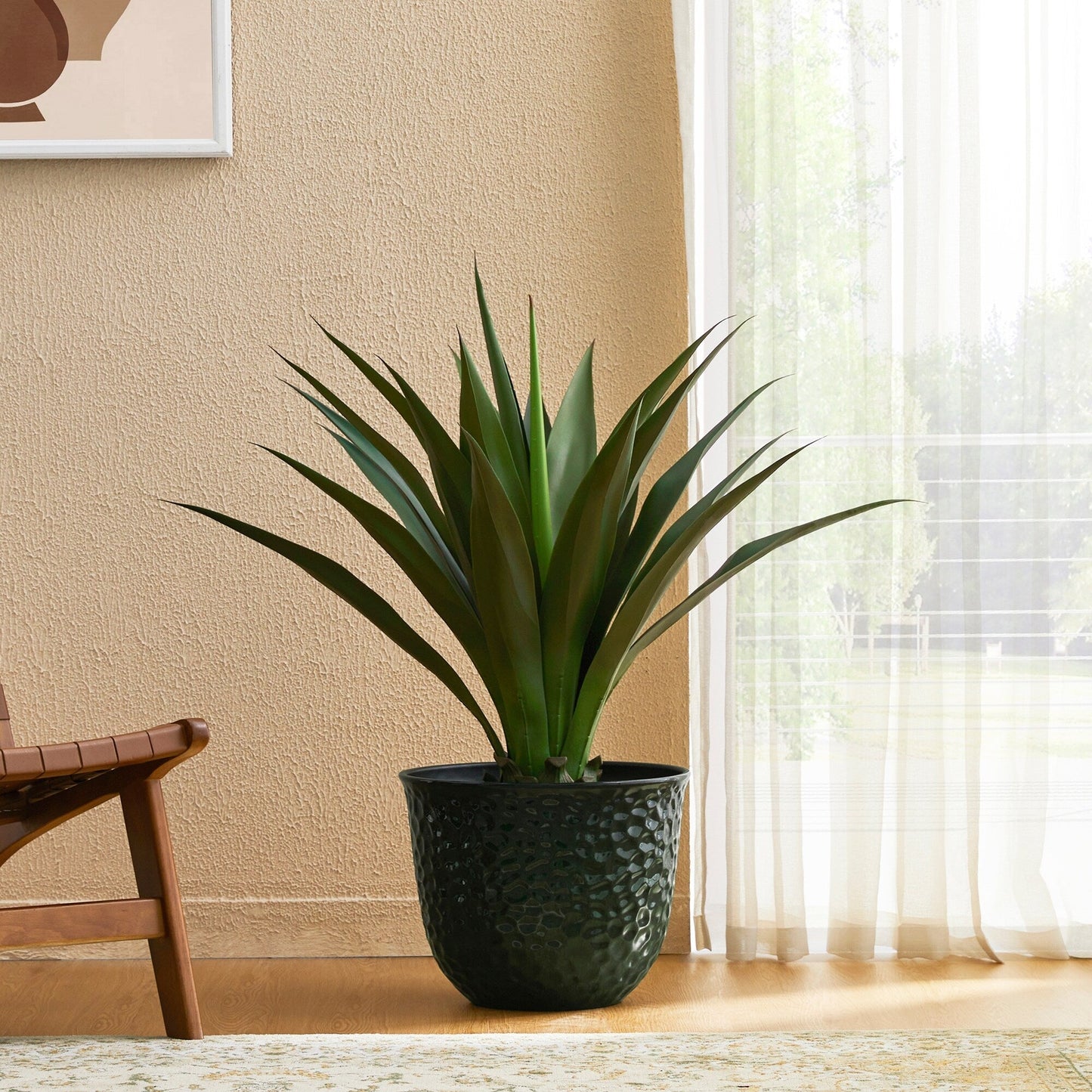 Glitzhome 19,75 H Pot de fleurs haut surdimensionné écologique en fausse céramique texturée en diamant (Ensemble de 2)