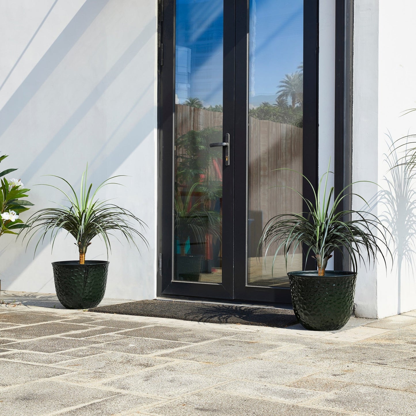 Glitzhome 19,75 H Pot de fleurs haut surdimensionné écologique en fausse céramique texturée en diamant (Ensemble de 2)