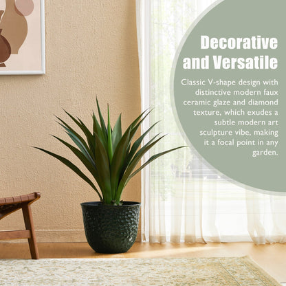 Glitzhome 19,75 H Pot de fleurs haut surdimensionné écologique en fausse céramique texturée en diamant (Ensemble de 2)