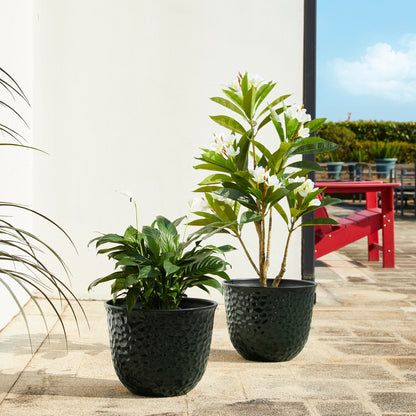 Glitzhome 19,75 H Pot de fleurs haut surdimensionné écologique en fausse céramique texturée en diamant (Ensemble de 2)