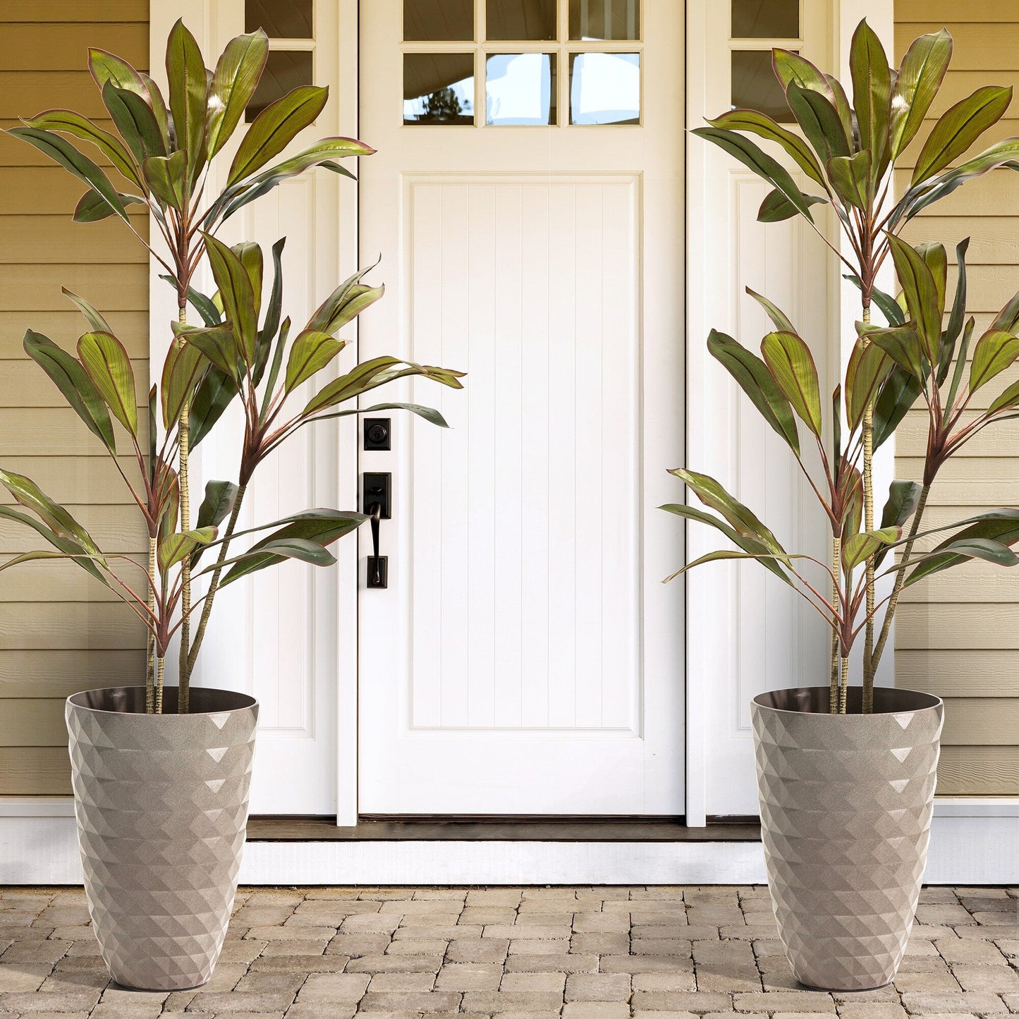 Glitzhome 19,75 H Pot de fleurs haut surdimensionné écologique en fausse céramique texturée en diamant (Ensemble de 2)