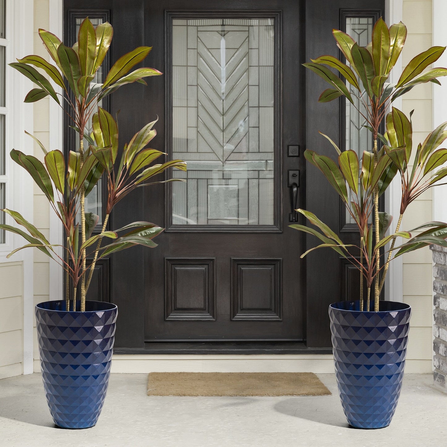 Glitzhome 19,75 H Pot de fleurs haut surdimensionné écologique en fausse céramique texturée en diamant (Ensemble de 2)