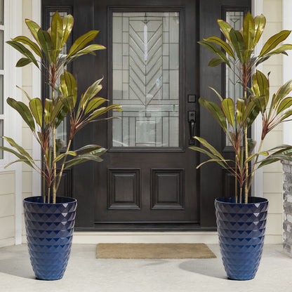 Glitzhome 19,75 H Pot de fleurs haut surdimensionné écologique en fausse céramique texturée en diamant (Ensemble de 2)