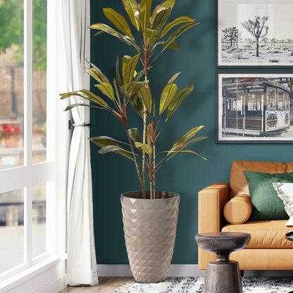 Glitzhome 19,75 H Pot de fleurs haut surdimensionné écologique en fausse céramique texturée en diamant (Ensemble de 2)