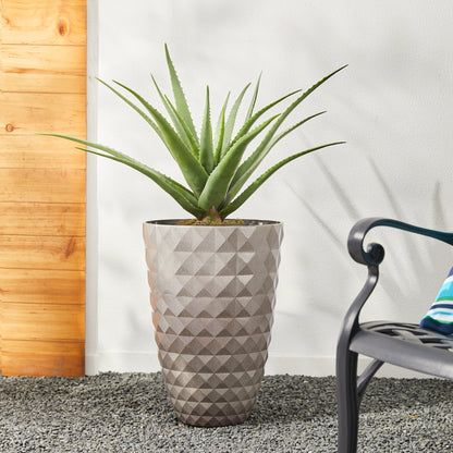 Glitzhome 19,75 H Pot de fleurs haut surdimensionné écologique en fausse céramique texturée en diamant (Ensemble de 2)