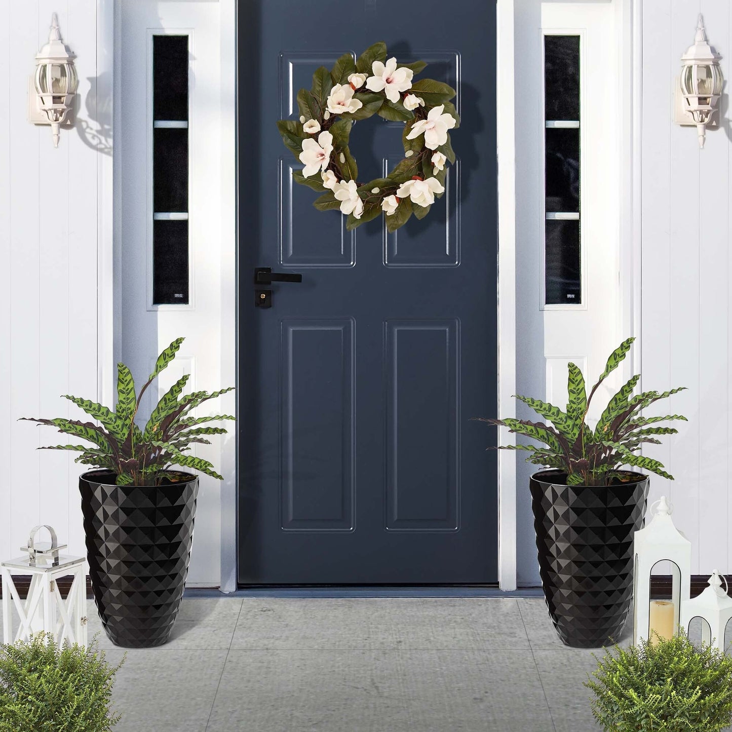 Glitzhome 19,75 H Pot de fleurs haut surdimensionné écologique en fausse céramique texturée en diamant (Ensemble de 2)