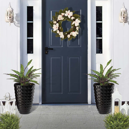 Glitzhome 19,75 H Pot de fleurs haut surdimensionné écologique en fausse céramique texturée en diamant (Ensemble de 2)