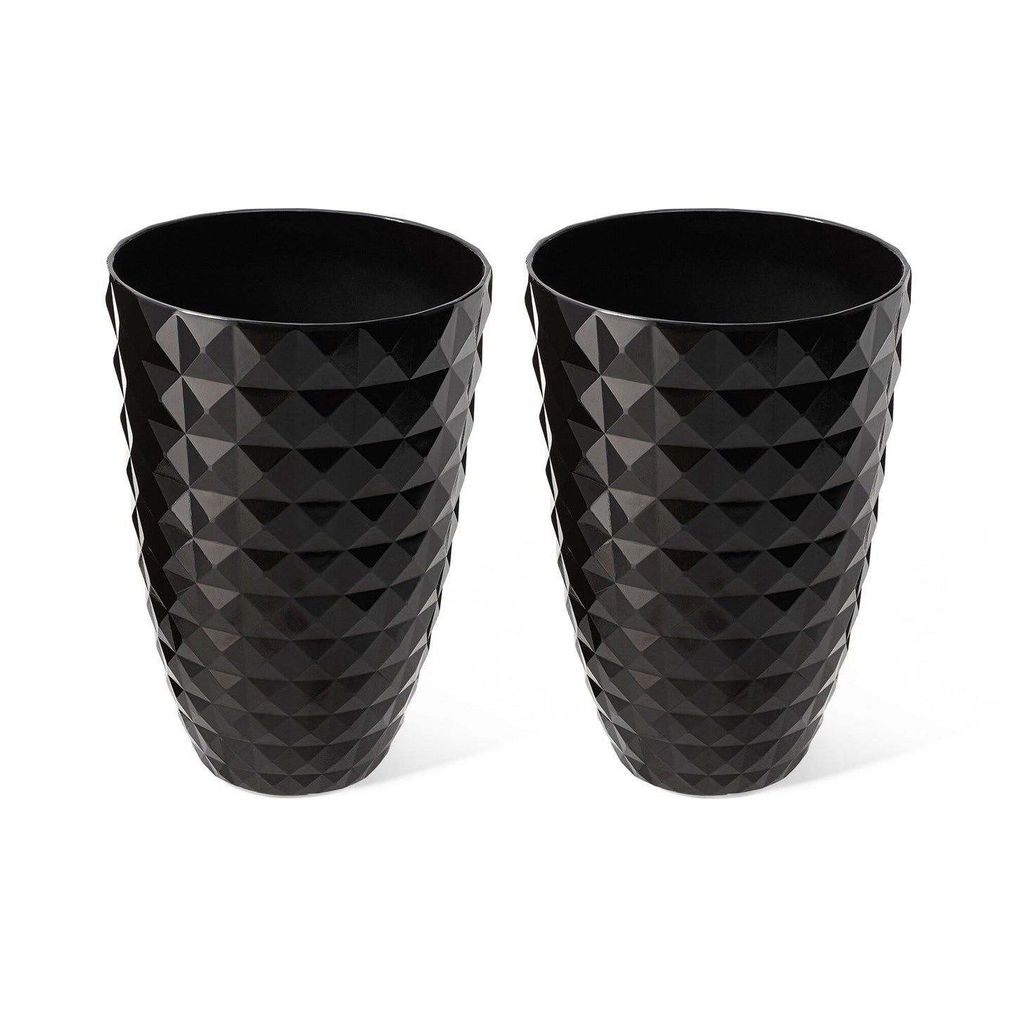 Glitzhome 19,75 H Pot de fleurs haut surdimensionné écologique en fausse céramique texturée en diamant (Ensemble de 2)