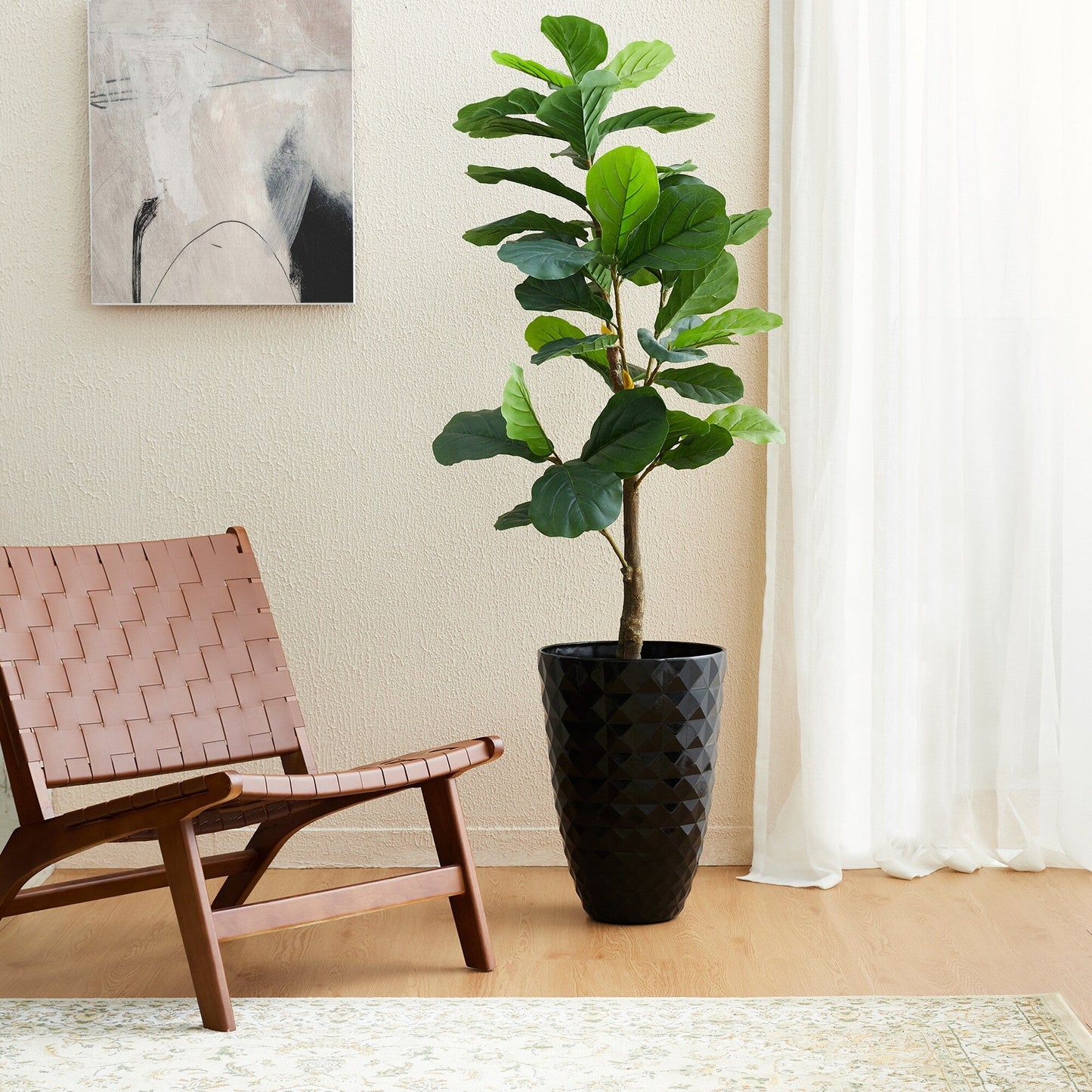 Glitzhome 19,75 H Pot de fleurs haut surdimensionné écologique en fausse céramique texturée en diamant (Ensemble de 2)