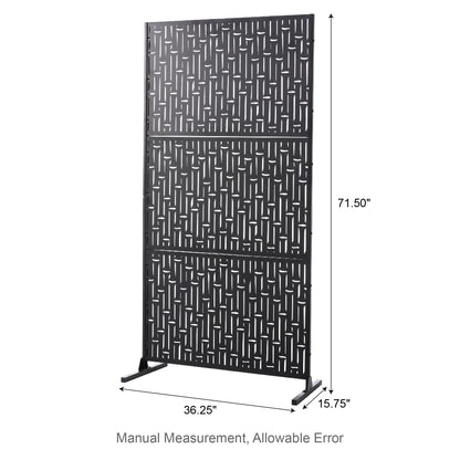 Paravent de confidentialité à 3 panneaux galvanisé à motifs floraux de 6 pieds de Glitzhome