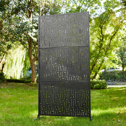 Paravent de confidentialité à 3 panneaux galvanisé à motifs floraux de 6 pieds de Glitzhome