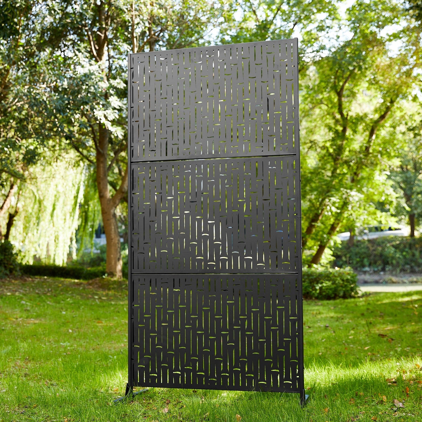 Paravent de confidentialité à 3 panneaux galvanisé à motifs floraux de 6 pieds de Glitzhome