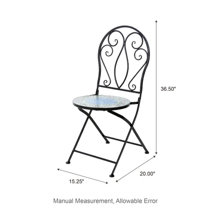 Ensemble de bistrot pliant d'extérieur en métal Glitzhome 3 pièces avec table et chaises