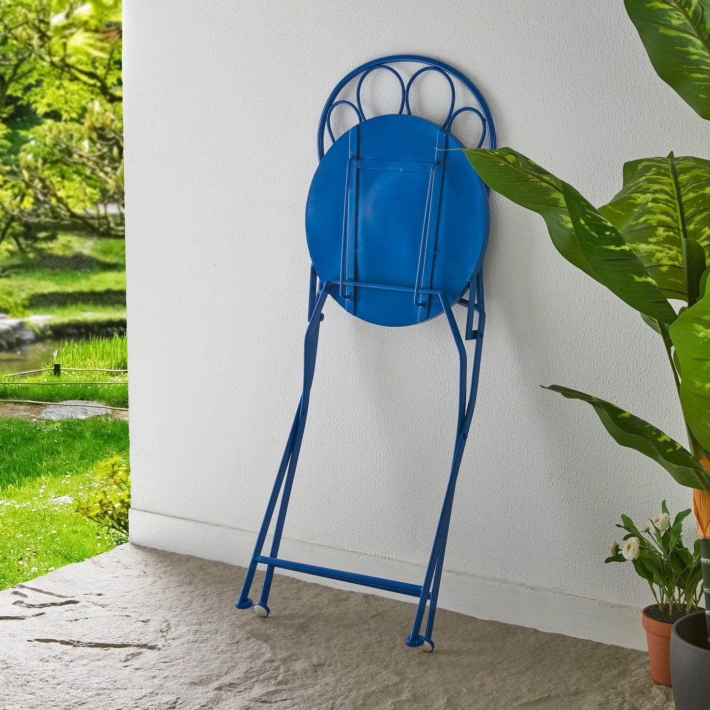 Ensemble de bistrot pliant d'extérieur en métal Glitzhome 3 pièces avec table et chaises