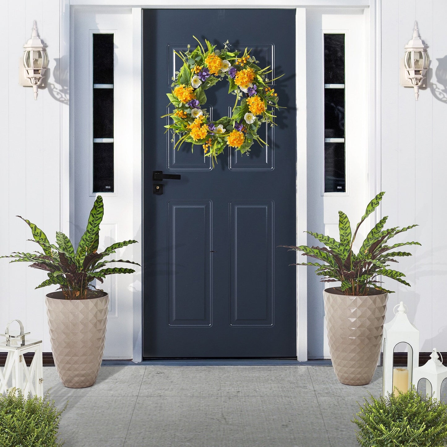 Glitzhome 19,75 H Pot de fleurs haut surdimensionné écologique en fausse céramique texturée en diamant (Ensemble de 2)