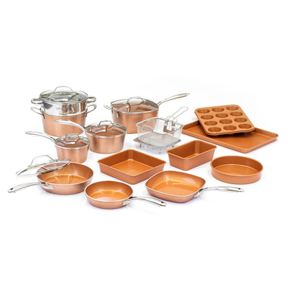 Batterie de cuisine antiadhésive martelée Gotham Steel 20 pièces