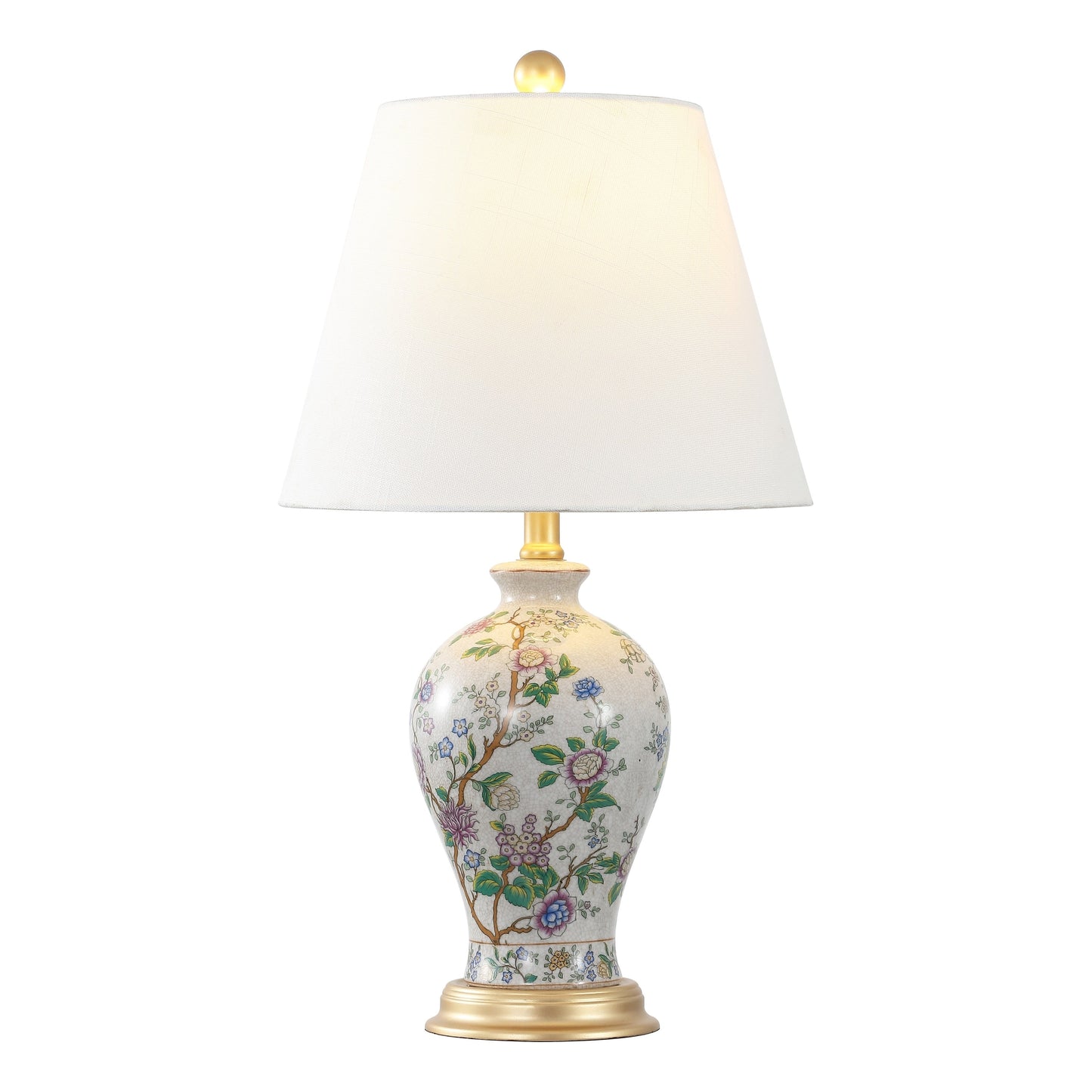 Lampe de table LED florale Grace 24, multicolore/laiton, par JONATHAN Y