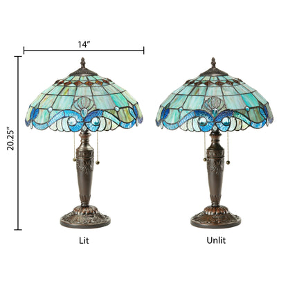 Lampe Tiffany en vitrail Gracewood Hollow Asdreni de 20 pouces - 14 L x 14 l x 20,25 H