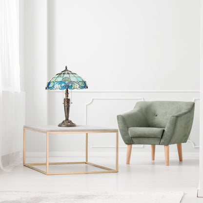 Lampe Tiffany en vitrail Gracewood Hollow Asdreni de 20 pouces - 14 L x 14 l x 20,25 H
