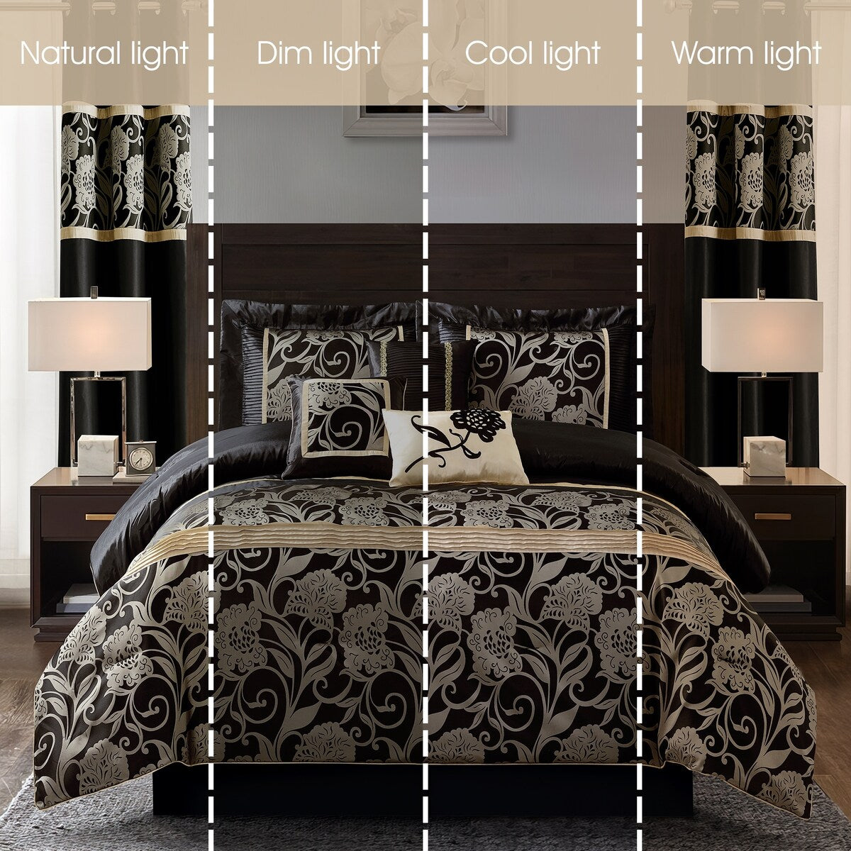 Ensemble de couette jacquard floral Nanshing Brie 9 pièces