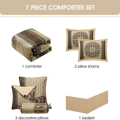 Ensemble de couette élégant à médaillon Nanshing Prince 7 pièces