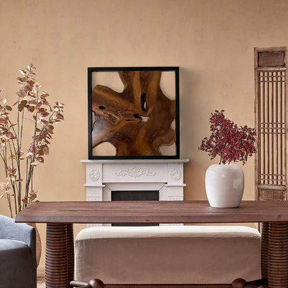 Décoration murale en teck Greenage, sculpture murale abstraite à bord naturel