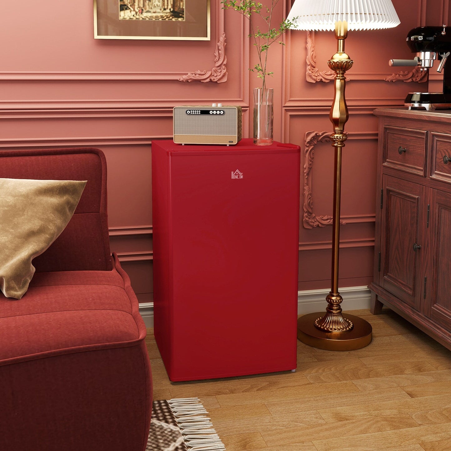 Mini-réfrigérateur compact HOMCOM de 3,2 pi³ avec congélateur, porte simple et thermostat réglable pour chambre à coucher