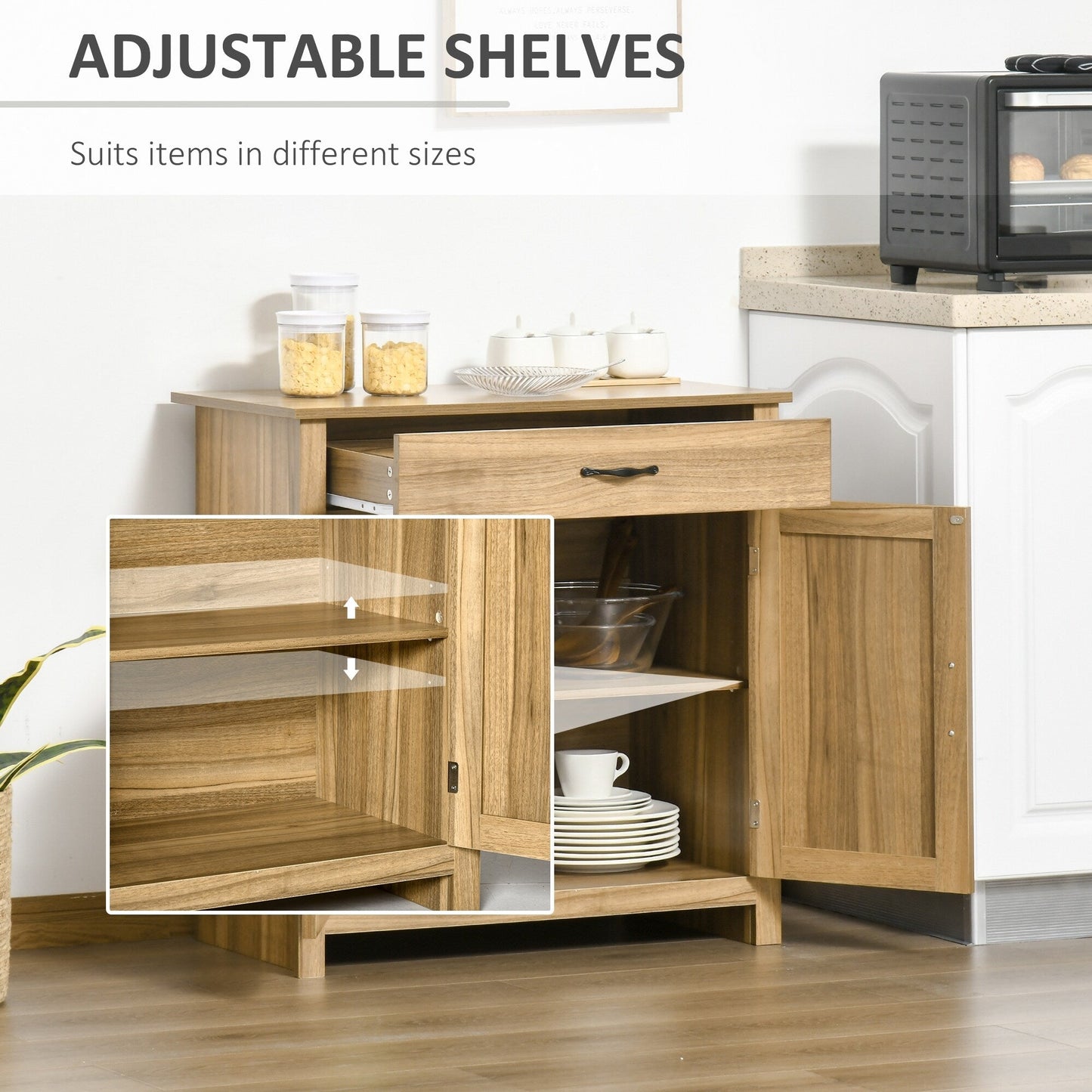 Buffet/meuble de rangement style porte de grange HOMCOM 32, idéal pour le salon ou l'entrée.