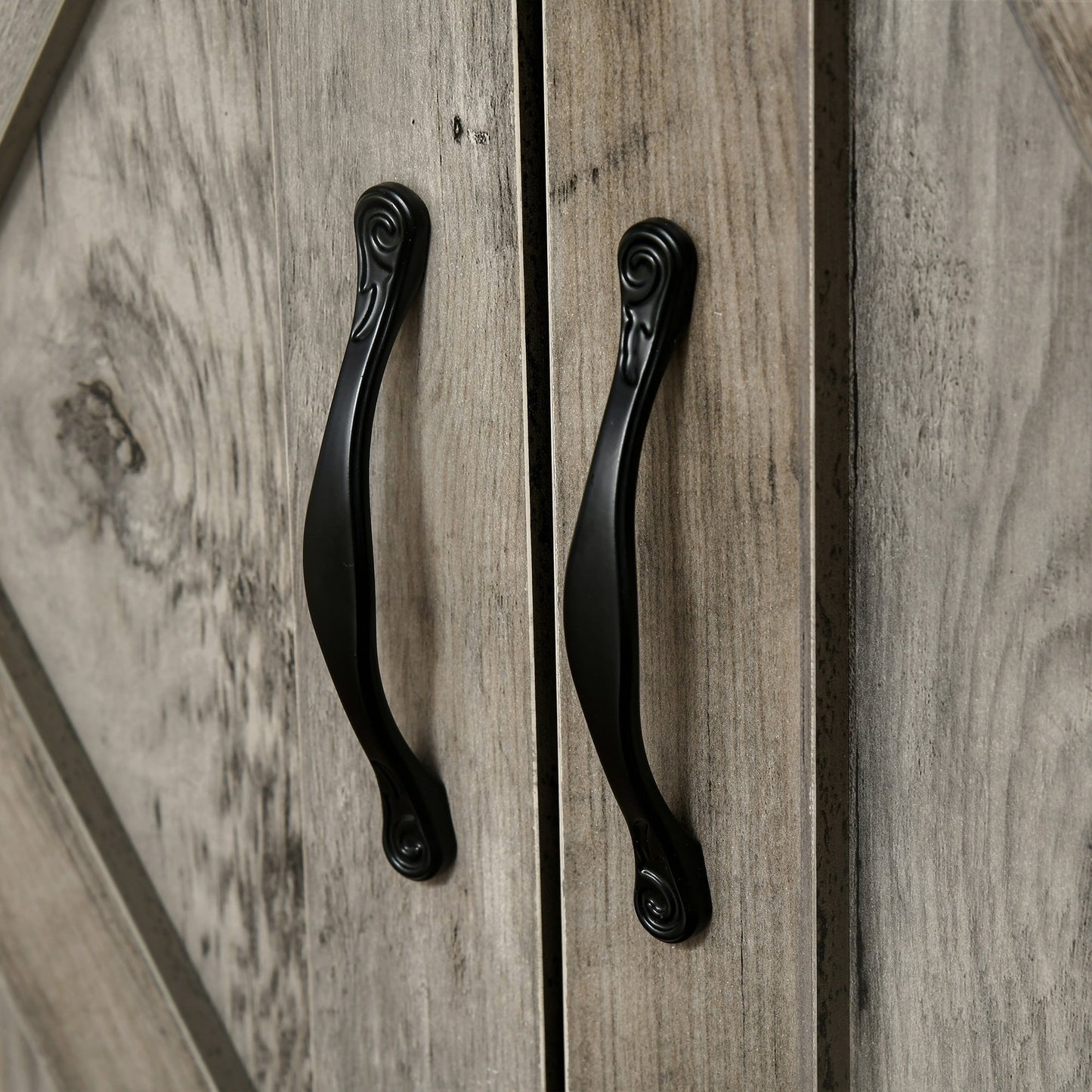 Buffet/meuble de rangement style porte de grange HOMCOM 32, idéal pour le salon ou l'entrée.