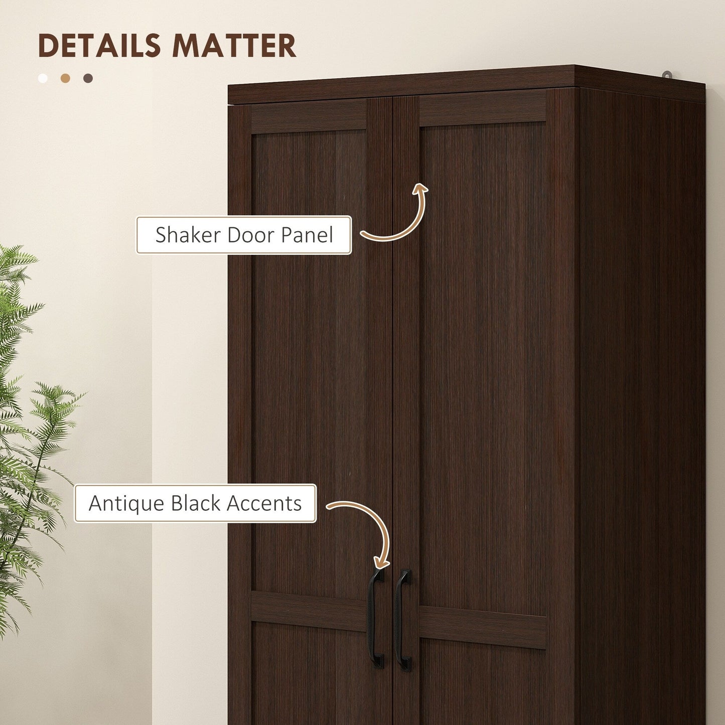 HOMCOM 63 Garde-manger à 2 portes, meuble de rangement autoportant avec étagères à 5 niveaux et 2 étagères réglables pour salle à manger