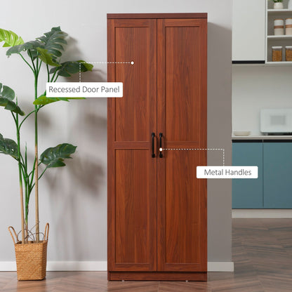HOMCOM 63 Garde-manger à 2 portes, meuble de rangement autoportant avec étagères à 5 niveaux et 2 étagères réglables pour salle à manger