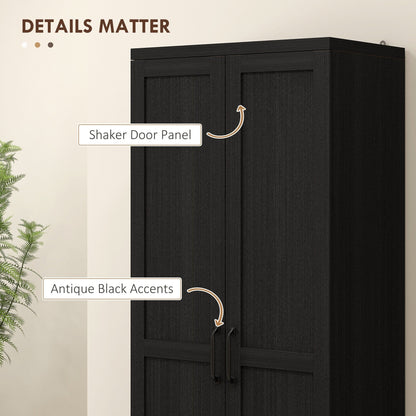 HOMCOM 63 Garde-manger à 2 portes, meuble de rangement autoportant avec étagères à 5 niveaux et 2 étagères réglables pour salle à manger