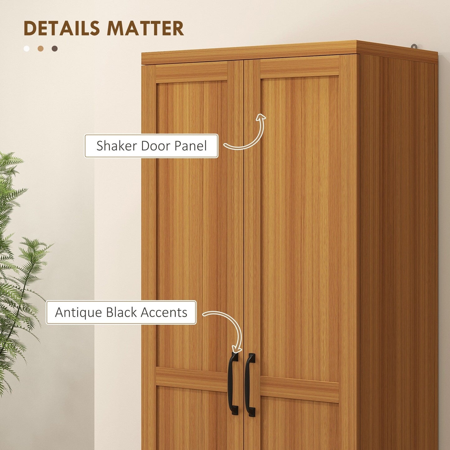 HOMCOM 63 Garde-manger à 2 portes, meuble de rangement autoportant avec étagères à 5 niveaux et 2 étagères réglables pour salle à manger