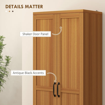 HOMCOM 63 Garde-manger à 2 portes, meuble de rangement autoportant avec étagères à 5 niveaux et 2 étagères réglables pour salle à manger