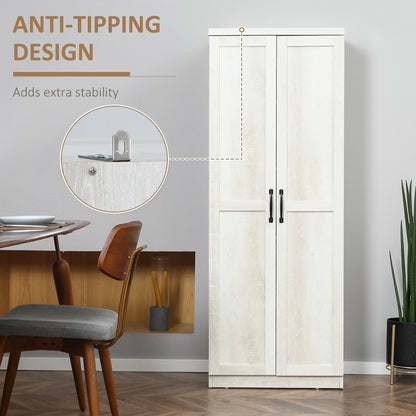 HOMCOM 63 Garde-manger à 2 portes, meuble de rangement autoportant avec étagères à 5 niveaux et 2 étagères réglables pour salle à manger