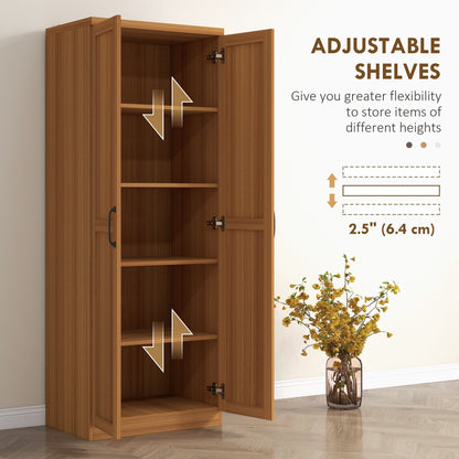 HOMCOM 63 Garde-manger à 2 portes, meuble de rangement autoportant avec étagères à 5 niveaux et 2 étagères réglables pour salle à manger