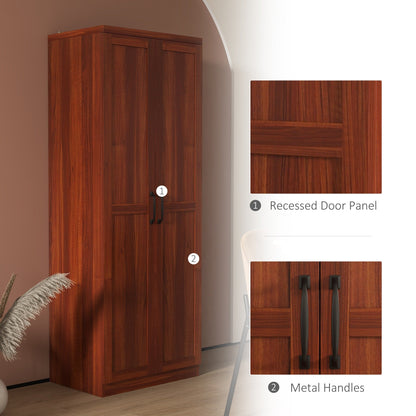 HOMCOM 63 Garde-manger à 2 portes, meuble de rangement autoportant avec étagères à 5 niveaux et 2 étagères réglables pour salle à manger