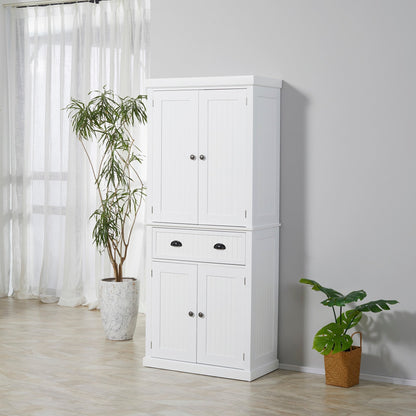 Armoire de cuisine HOMCOM 72 traditionnelle autoportante avec portes et 3 étagères réglables, blanche