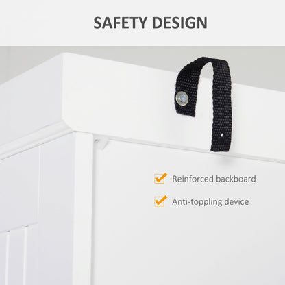 Armoire de cuisine HOMCOM 72 traditionnelle autoportante avec portes et 3 étagères réglables, blanche