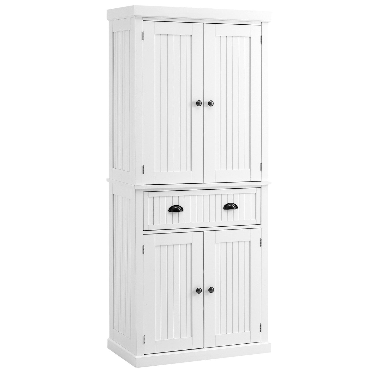Armoire de cuisine HOMCOM 72 traditionnelle autoportante avec portes et 3 étagères réglables, blanche