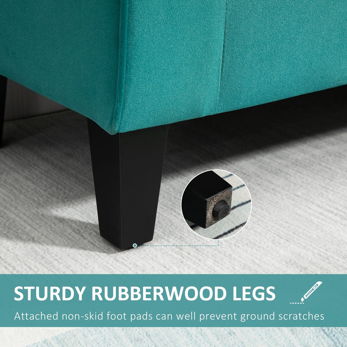 HOMCOM Banc coffre ottoman capitonné, banc de lit rembourré avec accoudoirs roulés pour chambre, salon ou couloir