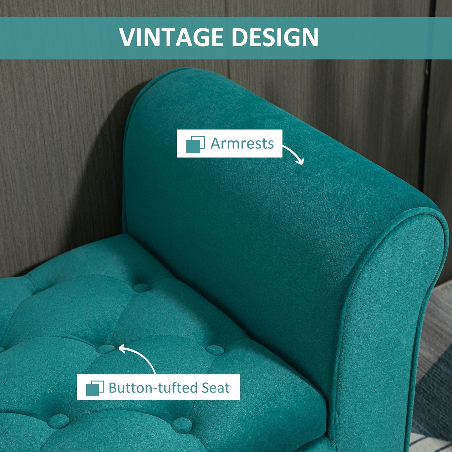 HOMCOM Banc coffre ottoman capitonné, banc de lit rembourré avec accoudoirs roulés pour chambre, salon ou couloir