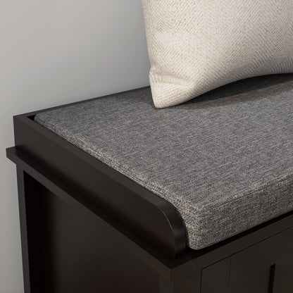 Pouf coffre à chaussures d'entrée HOMCOM avec étagères réglables, 6 compartiments et assise rembourrée, blanc/gris